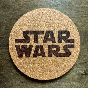 Star Wars Logo Laser Engraved Cork Coaster